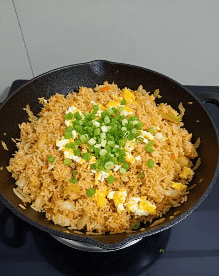 simple fried rice recipe without sauce with vegetables and scrambled eggs