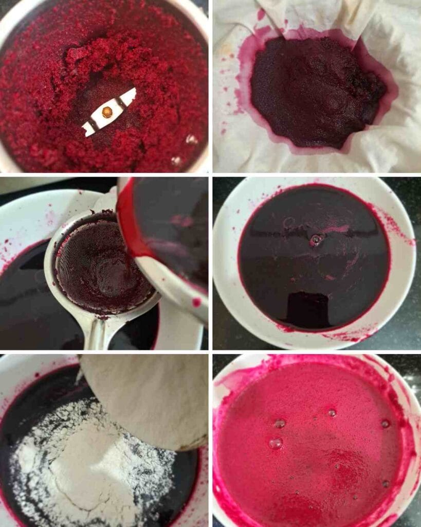 Steps showing beetroot halwa recipe preparation before cooking