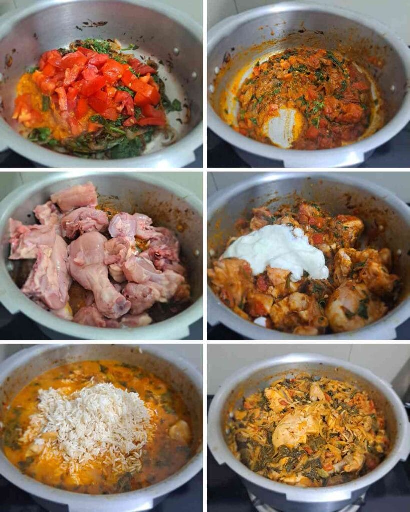 ambur chicken dum biryani cooking step with chicken curd and basmati rice