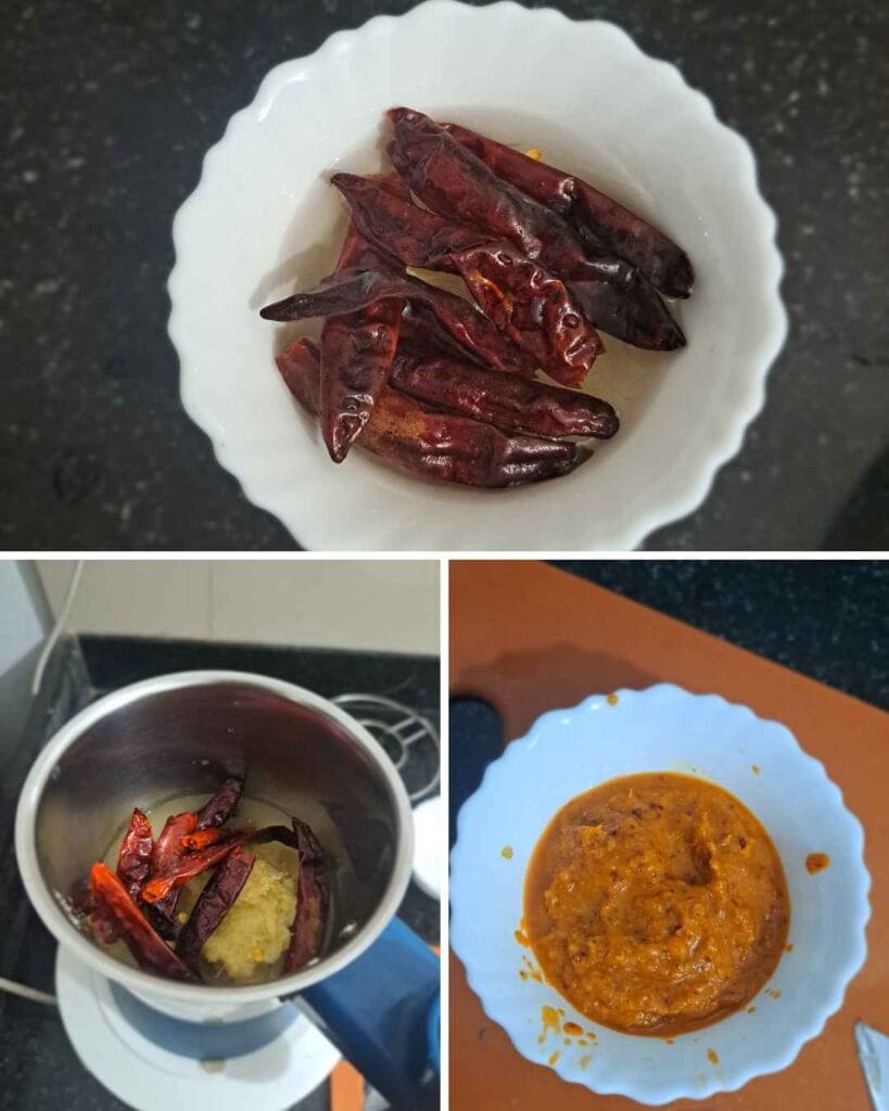 dry red chilli ginger garlic paste for ambur chicken dum biryani recipe