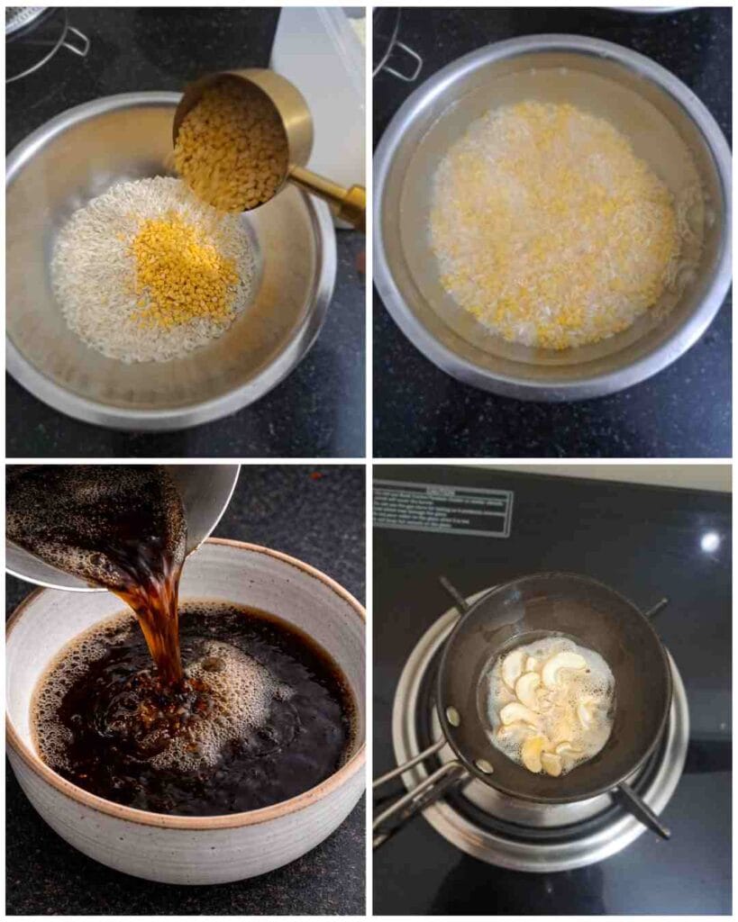 Preparation steps of sakkarai pongal recipe, traditional South Indian sweet சக்கரை பொங்கல்