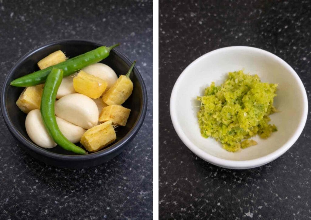 Ginger garlic green chilli paste for chicken white biryani recipe under 30 minutes