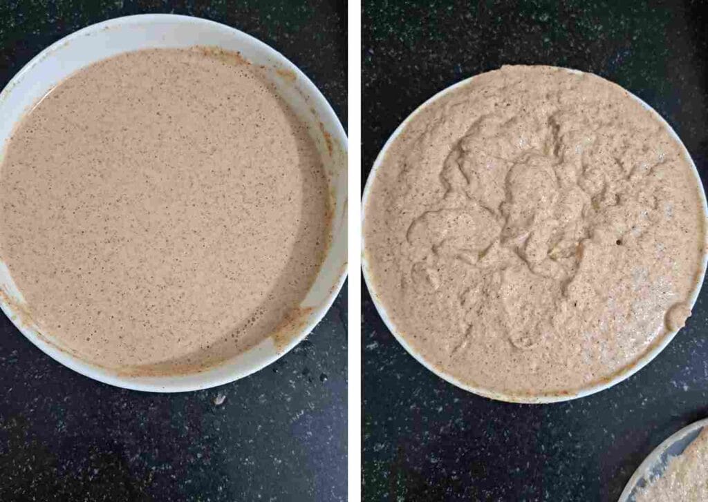 fermented red rice sweet kuzhi paniyaram batter after 8 hours fermentation