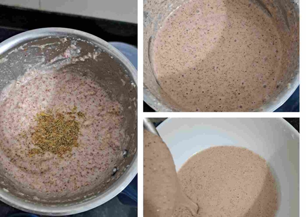 grinding red rice sweet kuzhi paniyaram batter with aval coconut and karupatti