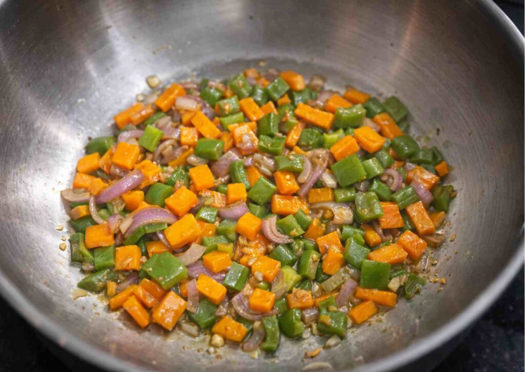 Sauteing Vegetables for Quick Egg Fried Rice