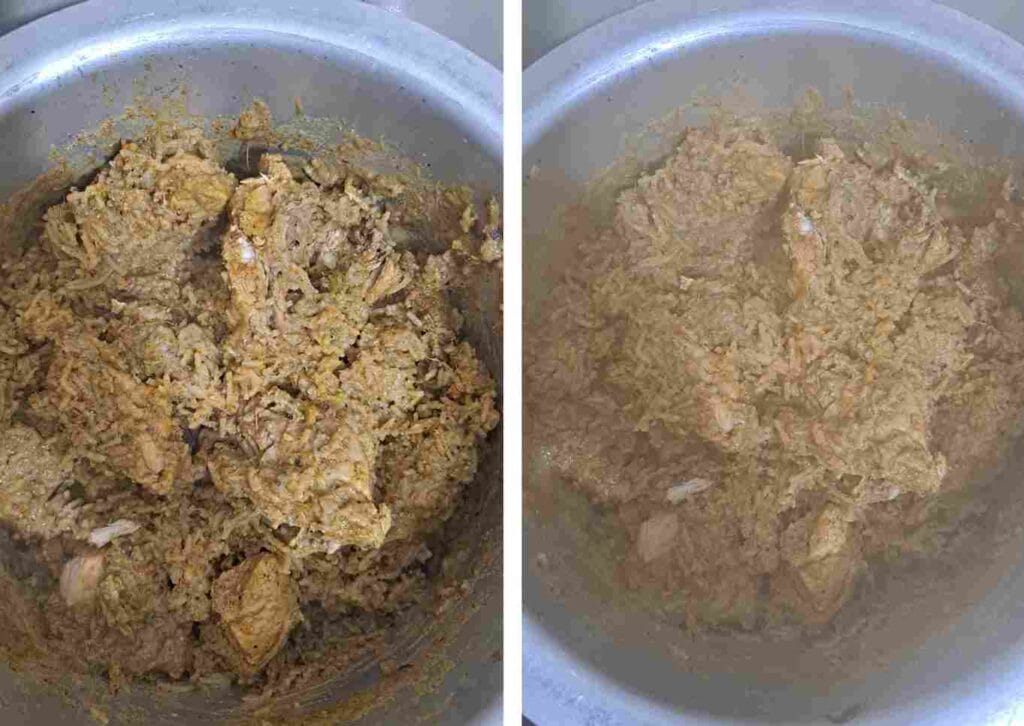 Authentic Thalappakatti chicken biryani (தலப்பாக்கட்டி சிக்கன் பிரியாணி) made with seeraga samba rice and aromatic spices.