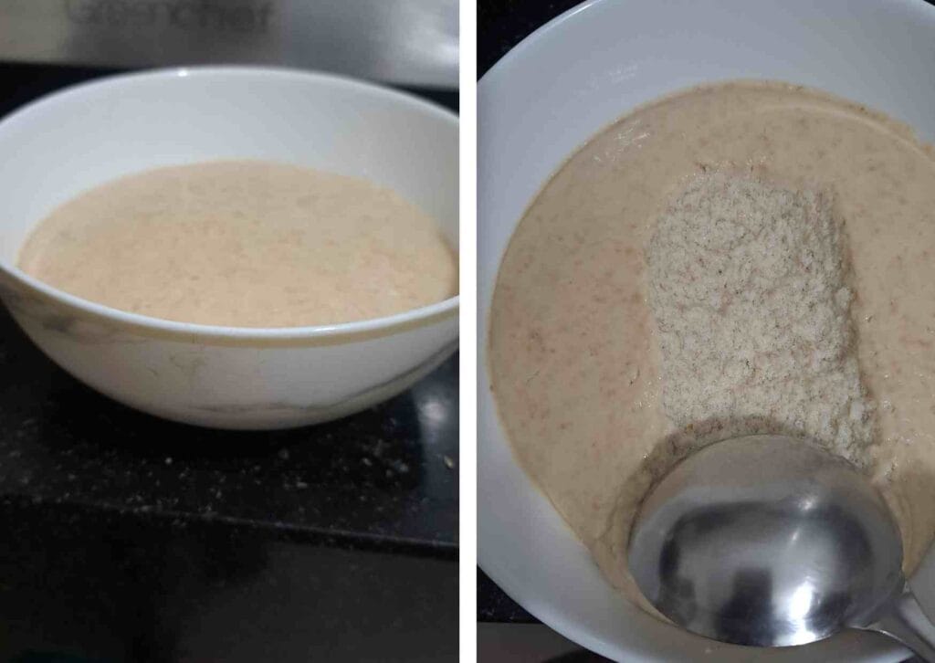 Fermented kollu idli batter showing airy texture after 8 hours fermentation for making soft horse gram idli