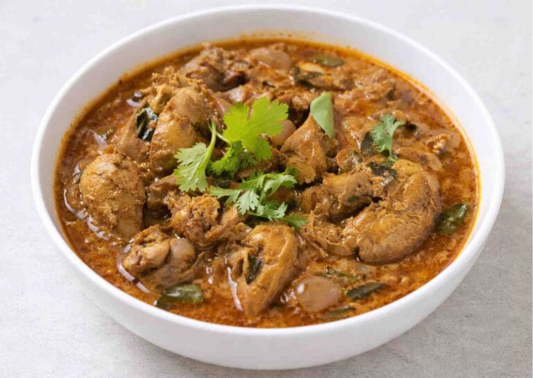easy chicken liver masala ( semi gravy) recipe in bowl with curry leaves