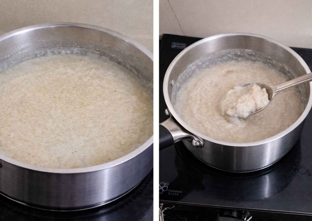 fermented jowar mixture thick and soft ready to make cholam kanji drink