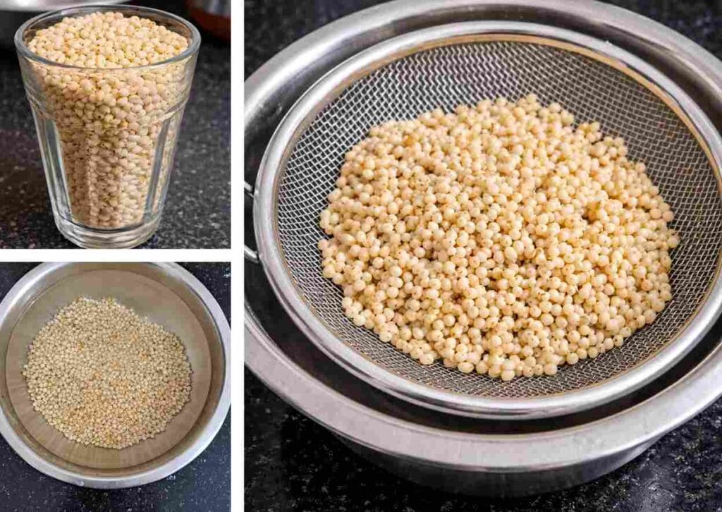 soaking jowar grains in water for cholam kanji recipe preparation step