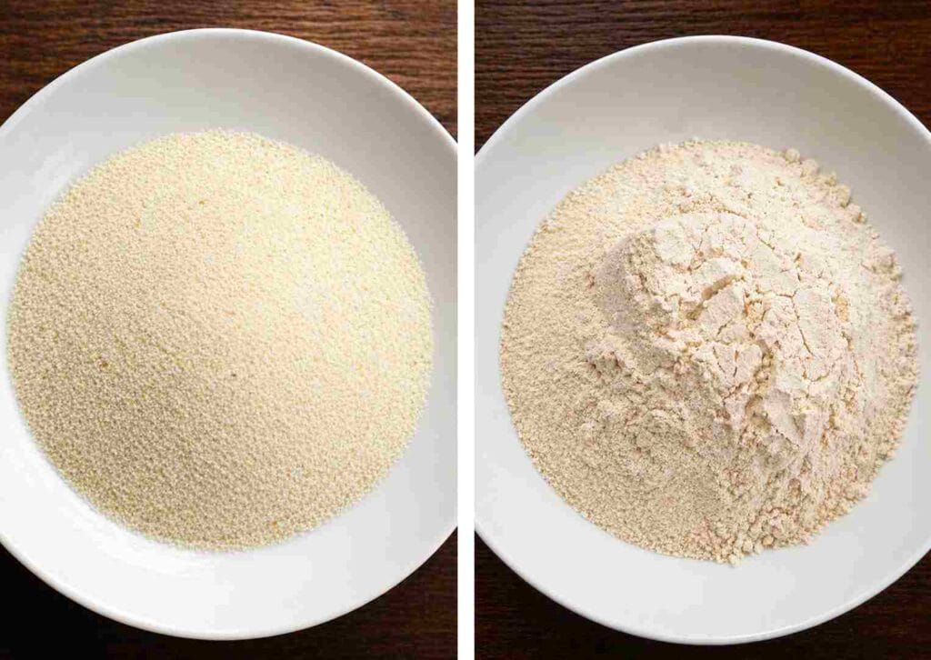 Rava and wheat flour mixed together for paniyaram batter base