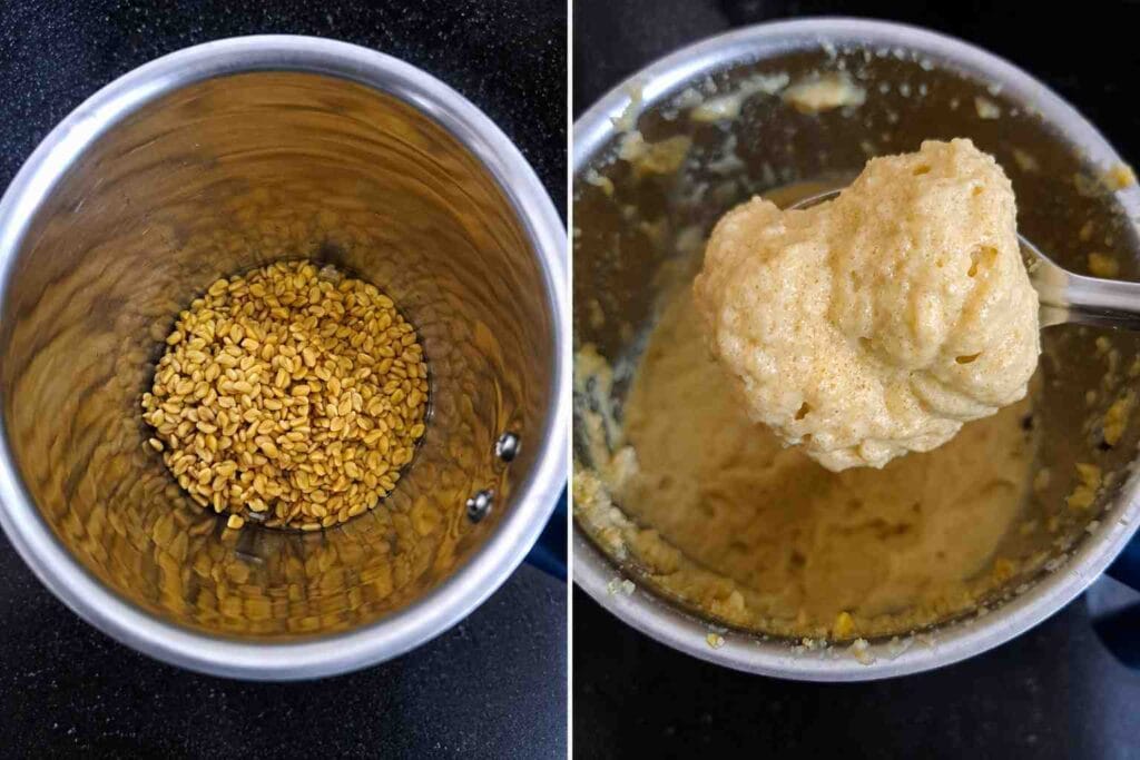 Ground fenugreek paste for vendhaya kali recipe