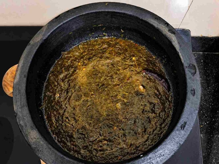 Iron rich siru keerai masiyal without dal cooked in clay pot with soft texture and traditional South Indian flavor