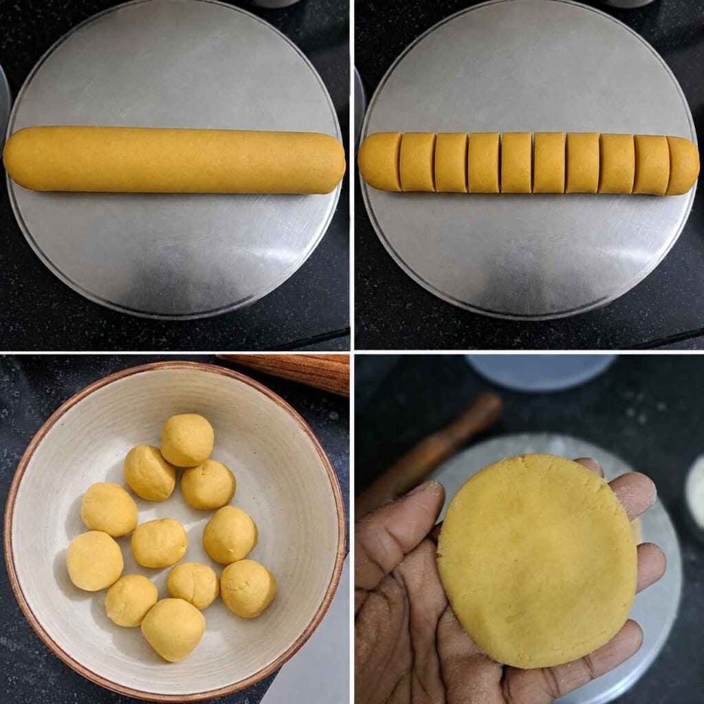 Small makki atta dough balls prepared for rolling soft homemade makki roti