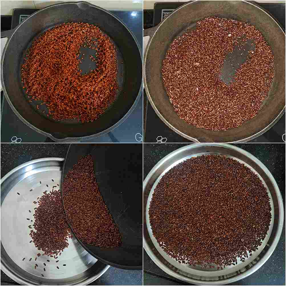 Kullakar rice roasted gently to prepare homemade traditional kanji powder