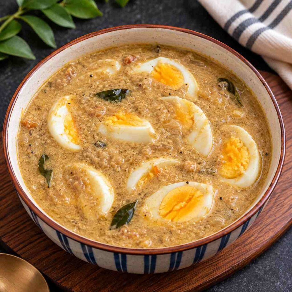 Easy egg potato curry with boiled eggs and coconut milk gravy